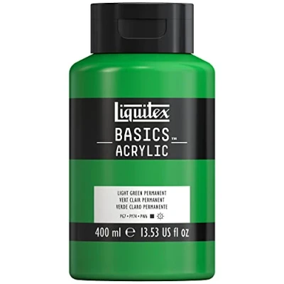 Afbeelding van Liquitex Basics 8870328 Monopigmenteerde acrylverf, kunstenaarspigmenten, lichtecht, gemiddelde viscositeit, archiefkwaliteit, zijdeglanzende afwerking, 400ml Light Green Permanent