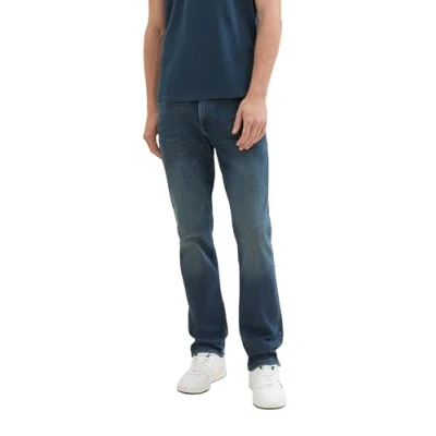 Afbeelding van TOM TAILOR Heren Marvin Straight Jeans met stretch, 10282 Dark Stone Wash Denim, 31W / 34L