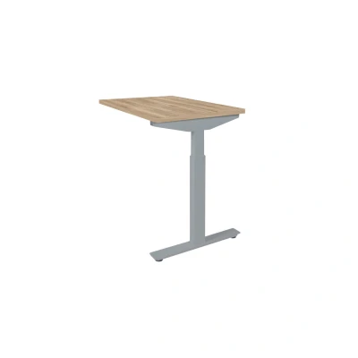Afbeelding van Linesto N3 aanbouwbureau, hoogte instelbaar (65 85cm) met 80x60cm Honey Castello zwevend 25mm blad en aluminium (RAL9006) tweepoot N frame (poot