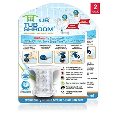 Afbeelding van TubShroom Revolutionaire afvoerzeef/haarzeef, kleurloos, 2 pack