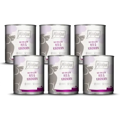 Afbeelding van MjAMjAM Premium natvoer voor honden DUO van goede kalkoen &amp; konijn, pak 6 (6 x 800g), graanvrij met extra vlees