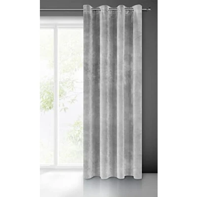 Afbeelding van Eurofirany Villa gordijn fluweel zacht 10 oogjes 1 stuks edel dik 290 g/m2 elegant glad effen pluizig modern klassiek woonkamer slaapkamer lounge, staalgrijs, 140 x 250 cm