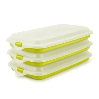 Afbeelding van Hoogwaardige Vershouddozen, vershouddoos voor vleeswaren, vershoud systeem, optimaal te bewaren in de koelkast, afmetingen 17 x 3,2 25,2 cm (3X Green)