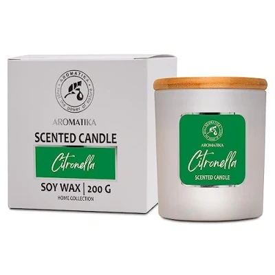 Afbeelding van Citronella Geurkaars 200g Kaars Aroma Aromatherapie Sojawaskaars Kaarsen voor kamergeur met in glas Idee Moederdag Verjaardag