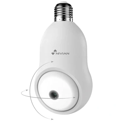 Afbeelding van NIVIAN Draadloze bewakingscamera, type gloeilamp E27 2K, 360 graden beweging, bidirectionele audio, detectie en bewaking van mensen, nachtzicht, 10 m, compatibel met Alexa Google Home, Tuya app