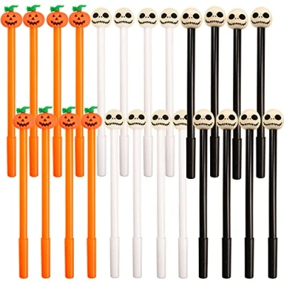 Afbeelding van AOVNA 24 Stuks Halloween Pennen Pompoen Skelet Zwart Gel Inkt Nieuwigheid Balpennen voor Party Bag Fillers (24)