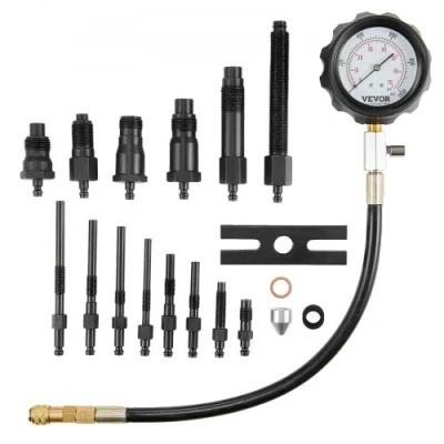 Afbeelding van VEVOR Compressietester met een 80 mm manometer 0 1000 PSI en 70 bar compressiemeter incl. 4x adapter