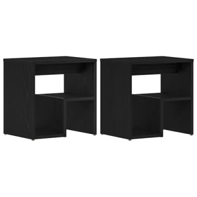 Afbeelding van vidaXL Nachtkastjes Set van 2 Zwart Eiken Bewerkt hout 40x30x40