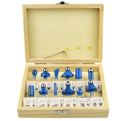 Afbeelding van GEKO Freesbits set 6mm schacht 12 stuks HSS staal Inclusief houten koffer