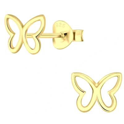 Afbeelding van JoyS Zilveren vlinder oorbellen 8 x 6 mm 14k goudplating