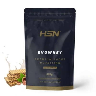 Afbeelding van HSN Evowhey Proteïne, hazelnootcrème staafjes, 500 g = 17 blikjes per geconcentreerde verpakking met wei eiwit, 100% eiwitconcentraat (WPC), niet GMO, vegetarisch, gluten en sojavrij