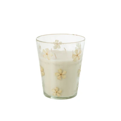 Afbeelding van J Line Geurkaars Bloemen Glas Transparant Large 75 Uur