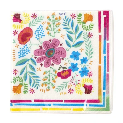 Afbeelding van Talking Tables Boho kleurrijke papieren servetten met bloemenprint Wegwerpservietten voor zomer dineren, BBQ, picknick, kinderverjaardag Encanto Party, Festival, NAPKINFLORAL, Pack van 20, 33 x