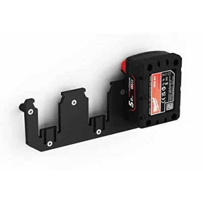 Afbeelding van NewGround Designs Accu wandhouder geschikt voor Milwaukee accu&#039;s M18 / 18V accuhouder (3 batterijen) incl. schroeven &amp; pluggen [MADE IN GERMANY]