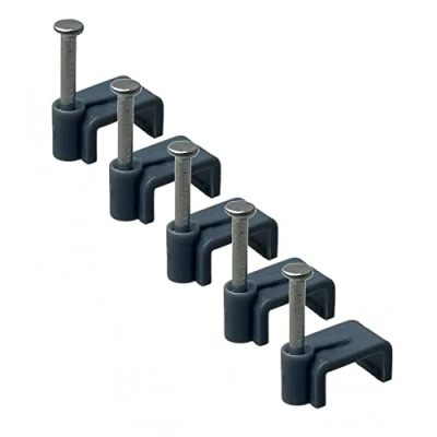 Afbeelding van On1shelf Platte kabelklemmen met bevestigingsspijker zak 50 stuks (grijs, 8 mm)