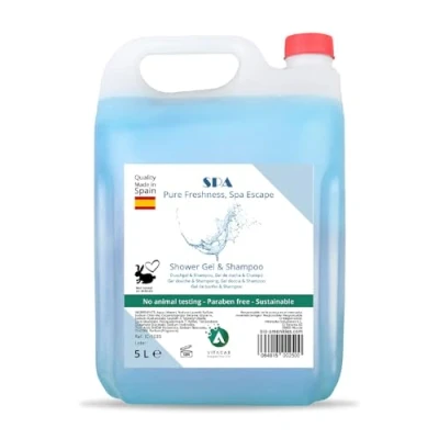 Afbeelding van Vitacab Fles van 5L Douchegel en 2 in 1 shampoo Badgel Navulling Hotelvoorzieningen Vloeibare badzeep Hotelgels Spa