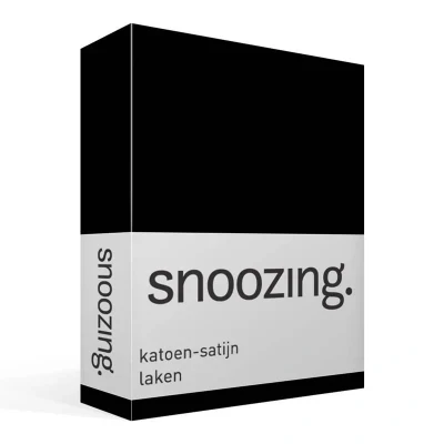 Afbeelding van Snoozing Katoen satijn Laken Tweepersoons 200x260 cm Zwart