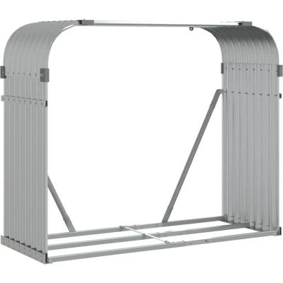 Afbeelding van Haardhoutopslag 120x45x100 cm gegalvaniseerd staal zilverkleur