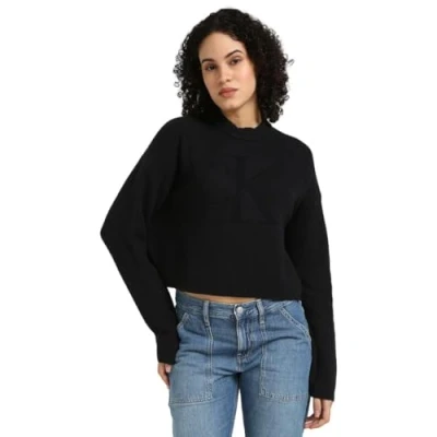 Afbeelding van Calvin Klein Trui met staande kraag LOGO INTARSIA REGULAR SWEATER