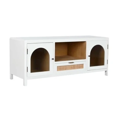 Afbeelding van Home ESPRIT TV kast wit glas Paulonia hout 120 x 40 50 cm