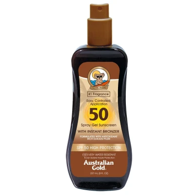 Afbeelding van Australian Gold Zonnebrand SPF 50 Spray Gel met bronzer Zonnebrandcrème 237 ml Zonnespray