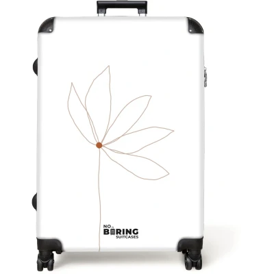 Afbeelding van NoBoringSuitcases.com® Koffer groot Reiskoffer lichtgewicht Bloem Rood Abstract Wit Rolkoffer met 4 wielen Grote trolley XL 98 liter bagage