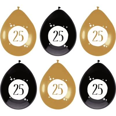 Afbeelding van Ballonnen 25 jaar Festive Goud 30cm 6 stuks