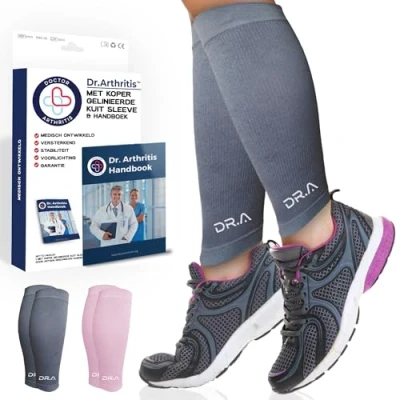 Afbeelding van Dr. Arthritis Medische uniseks kuit compressie sleeve compressiekous been, voor pijn &amp; spierherstel, scheenbeen spalk, spataderen (Grijs XL (1 paar))