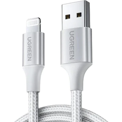 Afbeelding van UGREEN MFi Lightning naar USB A Male laad en datakabel 2 Meter Zilver