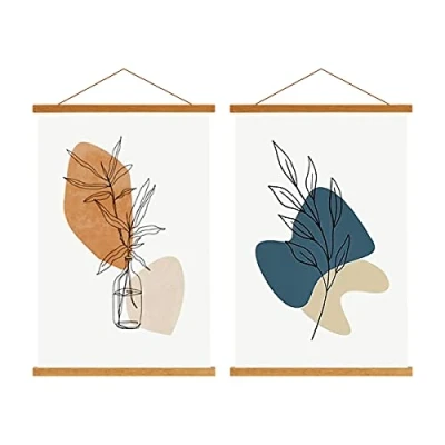 Afbeelding van Sanauto B0 Posterhanger, magnetische houten posterlatten, fotohouder, 140 x 100 cm (140 cm, teak, 2 verpakkingen)