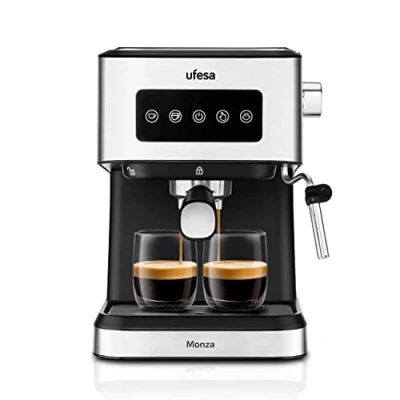 Afbeelding van Ufesa Monza Koffemachine, voor Espresso&#039;s en Capuccino&#039;s, 20 Bars, Digitale Touch paneel, Verstelbare melkopsysteem, Gemalen koffie of pads, 1.5 Ltrs Waterreservoir