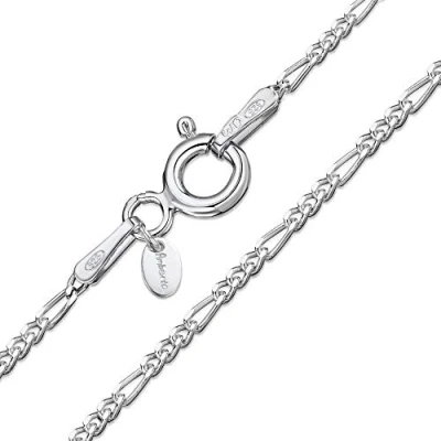 Afbeelding van Amberta Sieraden Echt 925 Sterling Zilver Keten Figaro Halskettingen Collier voor Vrouwen en Man Unisex Lengte: 50cm