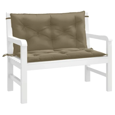 Afbeelding van Tuinbankkussens 2 st 100x50x7 cm stof gemêleerd taupe