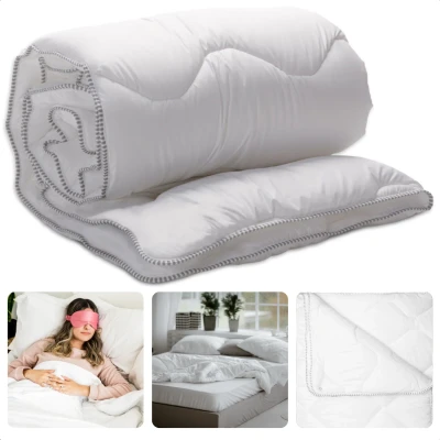 Afbeelding van Cheqo® 4 Seizoenen Dekbed 140x200 100% Katoen Wit Syndonfill Polyester fiber 350 + 250 gr/m2 Beddengoed Anti Allergie Zomerdekbed Winterdekbed Hotel Kwaliteit All Season Extra Comfort Machinewasbaar
