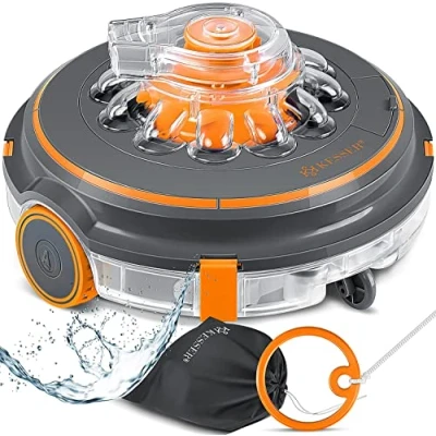 Afbeelding van KESSER® Zwembadrobot zwembadstofzuiger accu Aqua 9000 incl. transporttas voor zwembaden tot 80m² Li Ion max.75 min snoerloze volautomatische vloerstofzuiger oranje