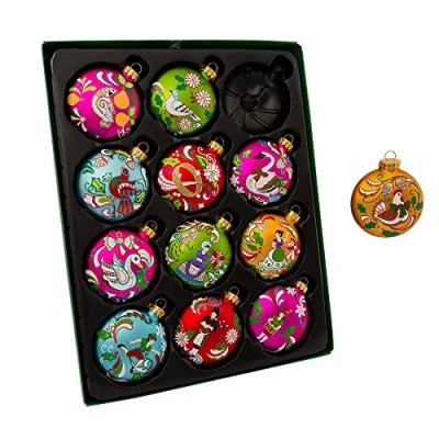 Afbeelding van Kurt Adler GG0638 65 mm 12 dagen Kerstmis glazen ornamentset stuks