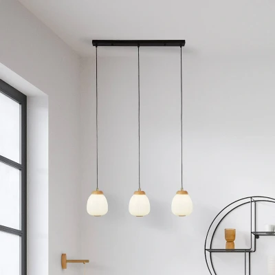 Afbeelding van Searchlight 3 lichts hanglamp Ella zwart met wit 31411 3NA