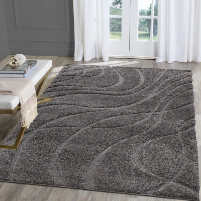 Afbeelding van Luxus Shaggy Hoogpolig Vloerkleed Skandi Design Effen Grijs Rechthoekig Zacht en Luxe Tapijt 120x160 cm Rechthoek Polypropyleen