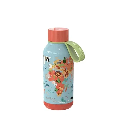 Afbeelding van Quokka Kids Solid met hanger Map Of Life 330 ml Waterflessen van roestvrij staal BPA vrij Dubbelwandige thermosfles houdt kou en warmte voor kinderen volwassenen