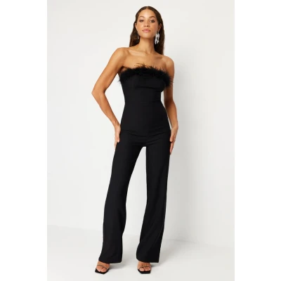 Afbeelding van Trendyol Bruidswitte Gebreide Geweven Jumpsuit Met Wijde Pijpen Tprss24Tu00006