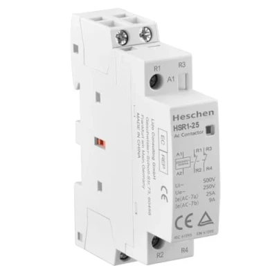 Afbeelding van Heschen HSR1 25 Home AC schakelaar 2 polig twee normaal gesloten spoelspanning 220 V/230 V montage op DIN rail 35 mm
