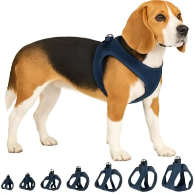 Afbeelding van Flamingo Step&amp;Go Bento Hondentuig Donkerblauw L A:32 37cm B:42 46cm x 3mm Verstelbaar met Reflecterende Strepen Ideaal voor Teckel, Jack Russell, Franse Bulldog &amp; Schnauzer