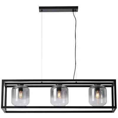 Afbeelding van Freelight Hanglamp Dentro 3 lichts L 110 cm rook glas zwart