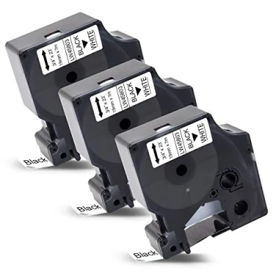 Afbeelding van 3x Labelwell 19mm compatibele tape vervanging voor Dymo 45803 S0720830 zwart op wit LabelManager 360D 420P 450D 500TS MobileLabeler PNP Wireless LabelWriter 450 DUO labelapparaat