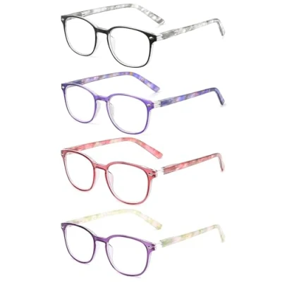 Afbeelding van JM Leesbril Set van 4 Kwaliteit Veerscharnier Lezers Heren Dames Brillen om te Lezen +2.5 Mix Kleur