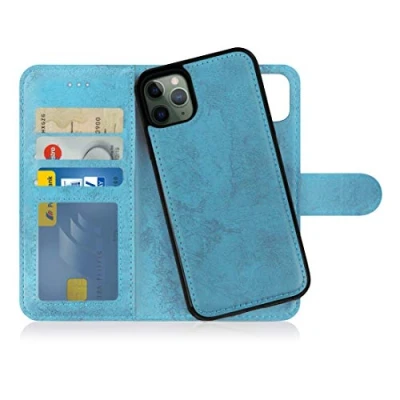 Afbeelding van MyGadget flip case voor Apple iPhone 11 Pro Max magnetische hoes van synthetisch leer, kaartvak beschermhoes portemonnee lichtblauw