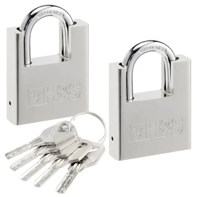 Afbeelding van H&amp;S High Security 2 Padlocks with 5 Keys Heavy Duty Waterproof 60mm (2.4&quot;) Padlock &amp; Key Set Pad Lock for Outdoor Ideal Warehouse Container Garage Shutter or Gate