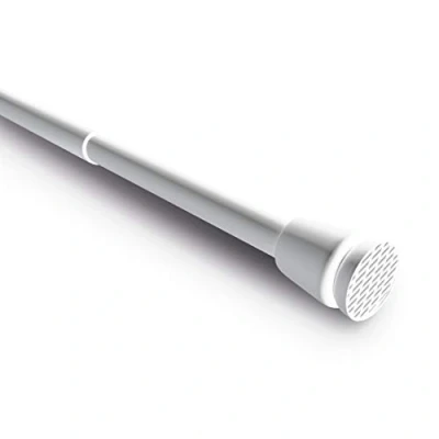 Afbeelding van Levivo Gordijnroede, ook als douchestang of kledingstang te gebruiken, variabele lengte door eenvoudig uittrekken van de telescoopstang, verchroomd aluminium, 105 180 cm, wit
