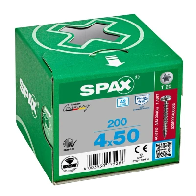 Afbeelding van Spax Spaanplaatschroef cilinderkop RVS T Star T20 4.0x50mm (per 200 stuks)