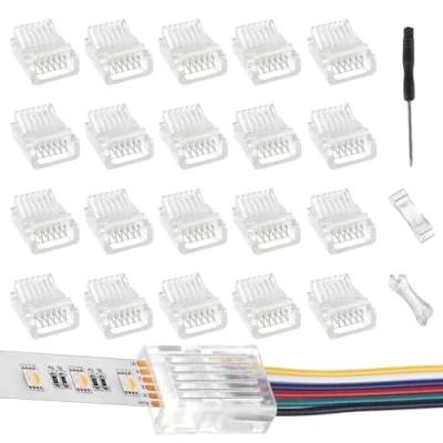 Afbeelding van EPLZON 6 Pin 12 mm LED COB Light Band Connector to Line Snelle RGB Adapter Duidelijke Spoorverlichting Slot Free voor 5050 (20st)